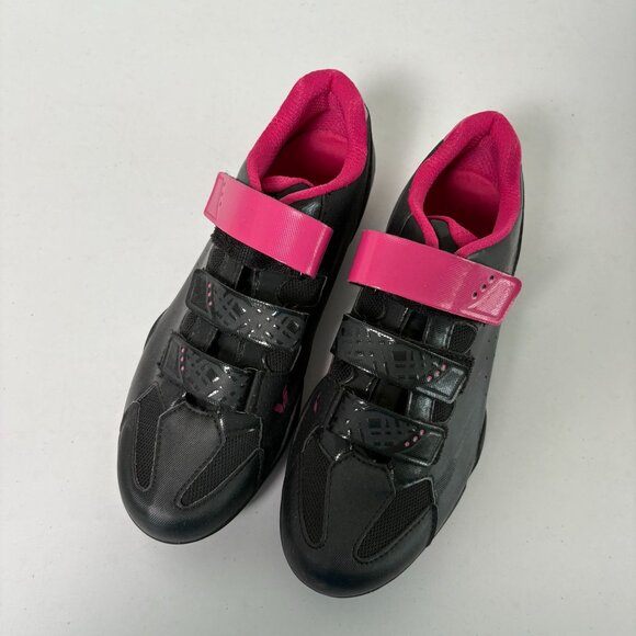 Liv Fera Cycling Shoes Womens Size 39 US 8.5 Black Pink Spin Off Road Clips - Picture 1 of 13